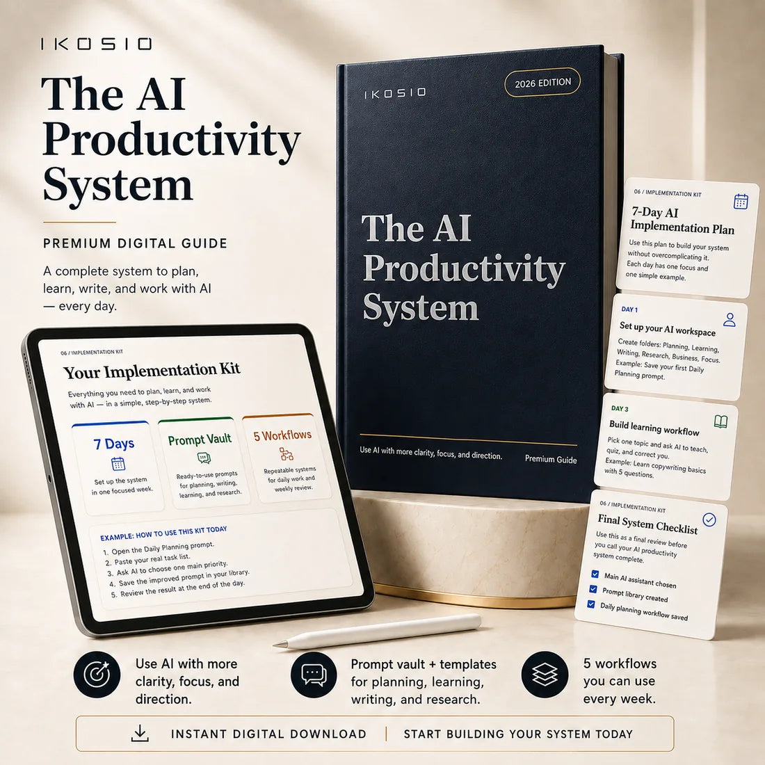 The AI Productivity System — premium digital guide by IKOSIO